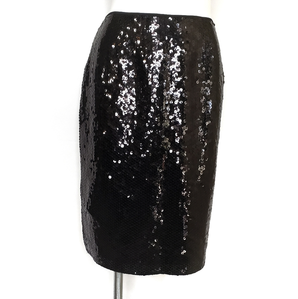 INC  Black Sequined Pencil Skirt Size 6